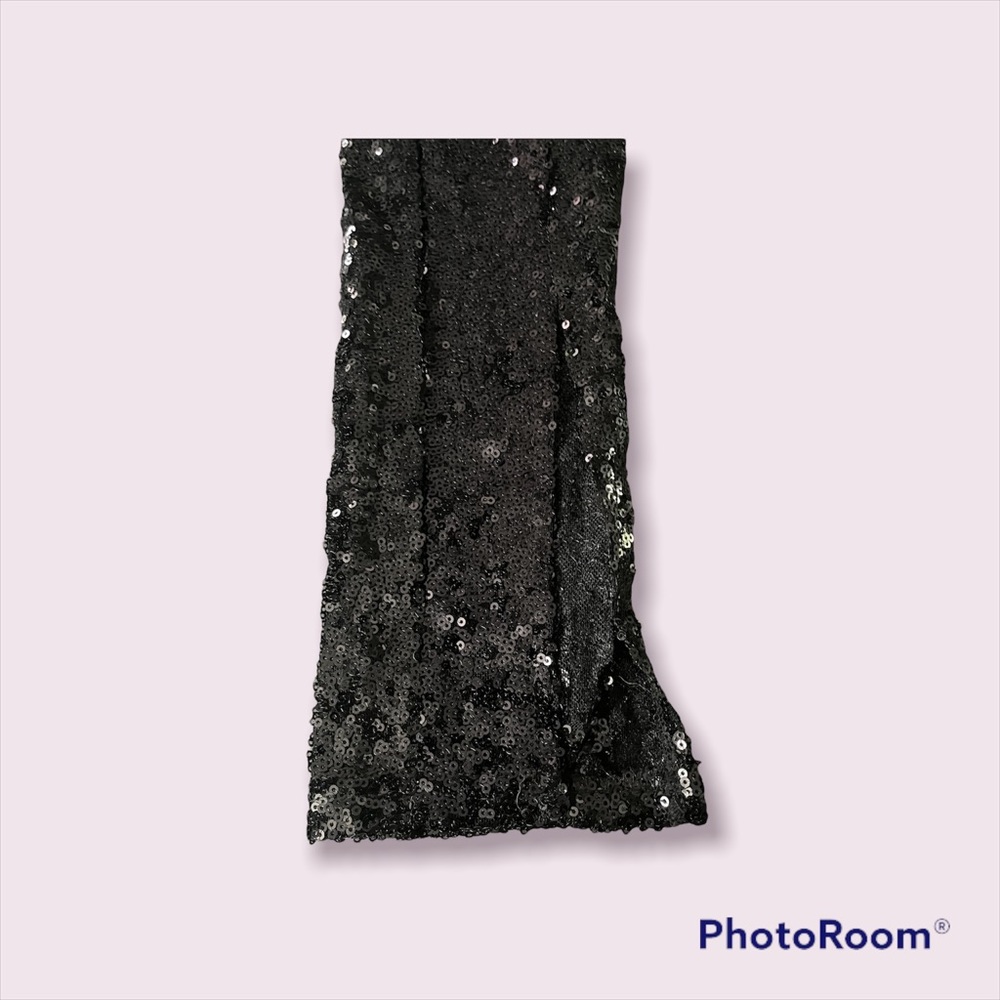 Black Sequin Pants With Split Hem - image 2